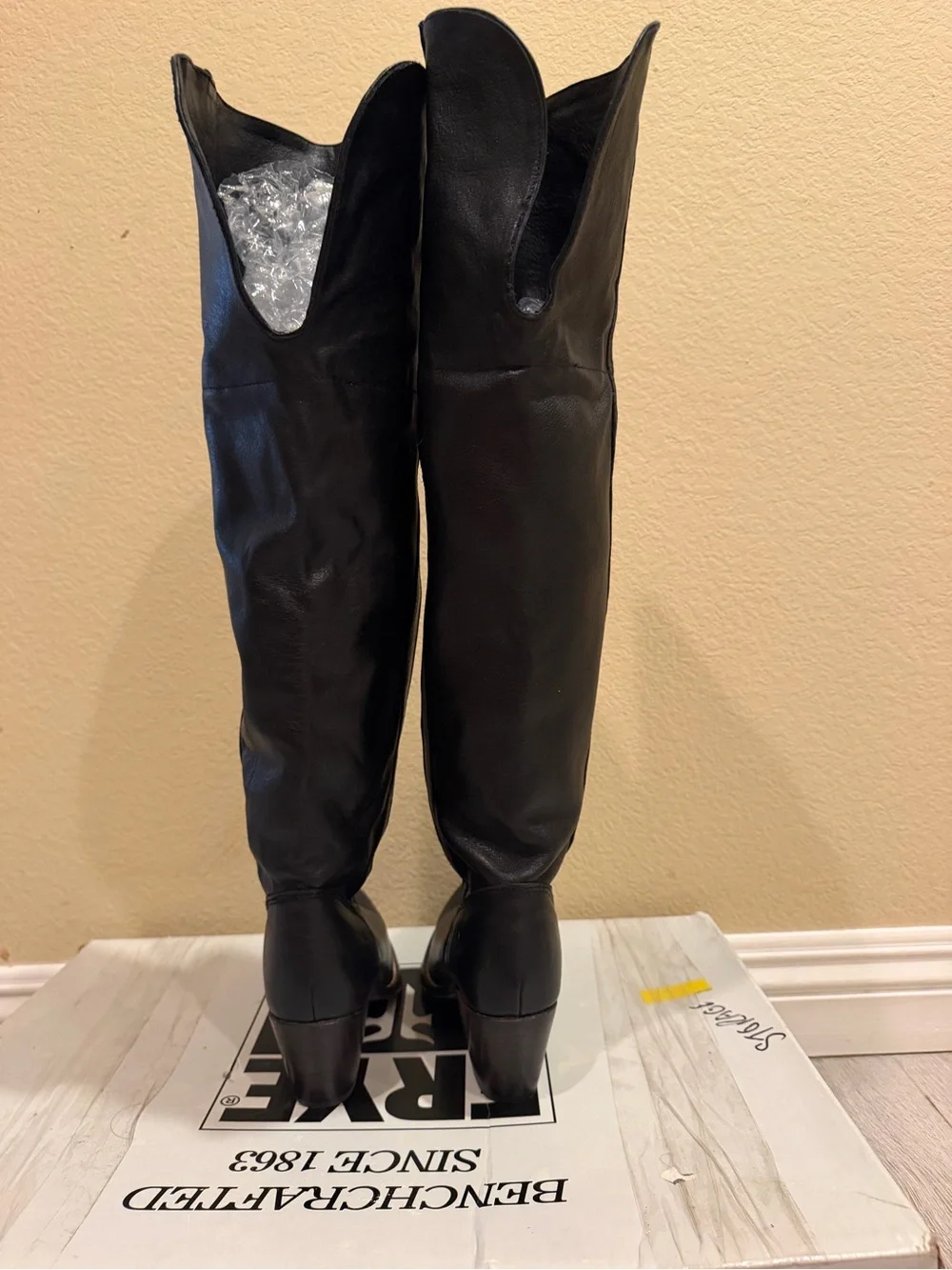 New w/Orig Box Frye “Jane” Over The Knee Cuff Black Leather Boots #77935  Size 7